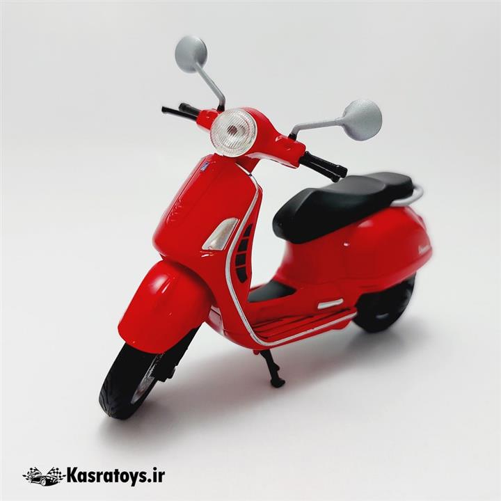 ماکت موتور سیکلت وسپا 125 جی تی اس 2017 به رنگ قرمز  vespa gts125cc 2017 برند ویلی welly